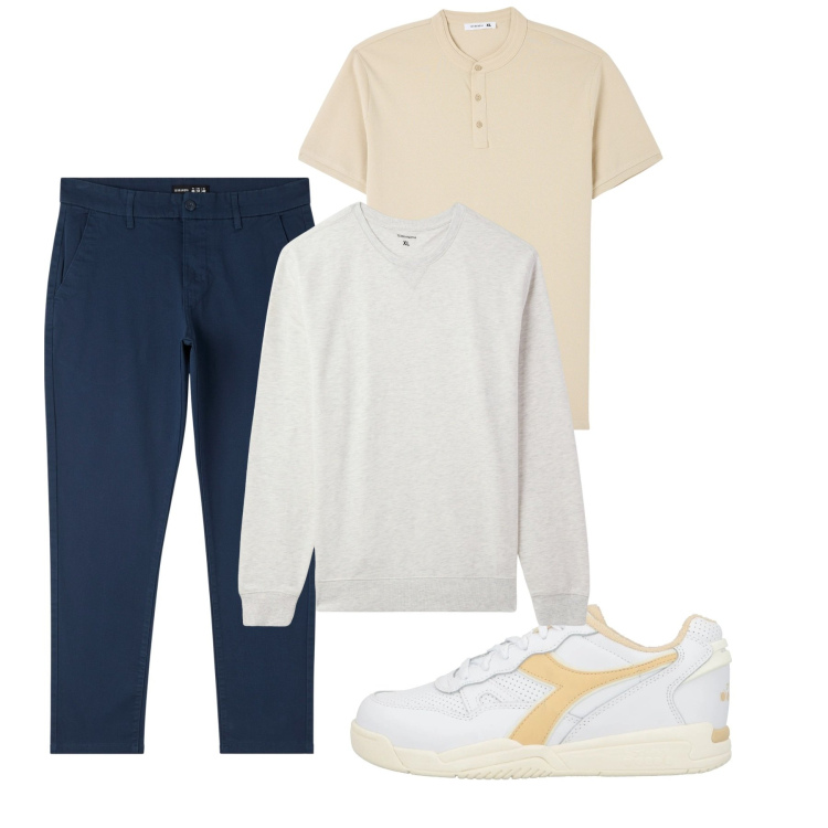 Outfit uomo - Total city. Stile Casual per Tutti i giorni. Abbinamento con sneakers, t-shirt, pantaloni skinny, felpe.