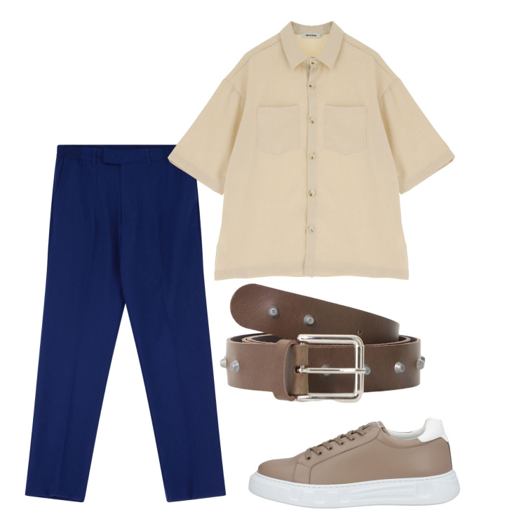 Outfit uomo - Total city. Stile Casual per Tutti i giorni. Abbinamento con sneakers, pantaloni, cinture, camicie a manica corta.