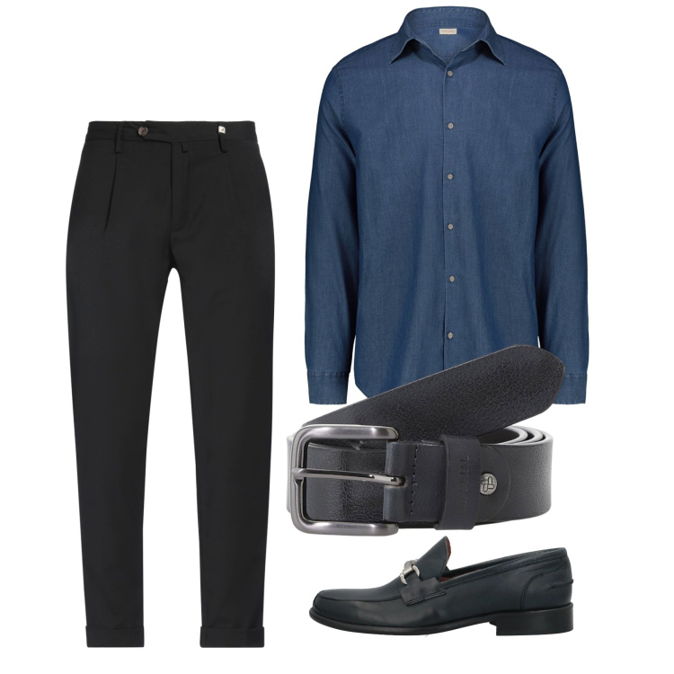 Outfit uomo - Total city. Stile Casual per Tutti i giorni. Abbinamento con scarpe stringate, pantaloni chino, cinture, camicie.