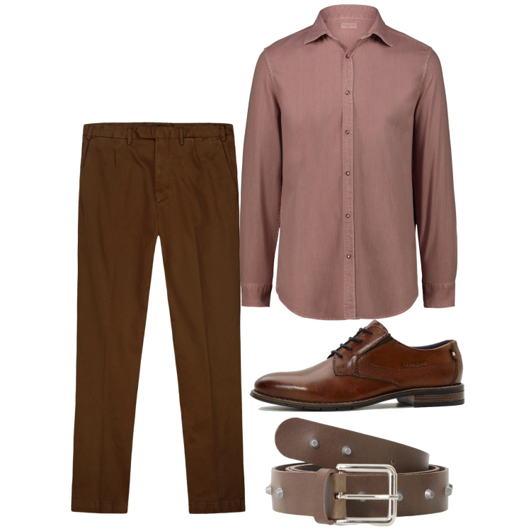 Outfit uomo - Total city. Stile Casual per Tutti i giorni. Abbinamento con scarpe stringate, cinture, pantaloni, camicie.