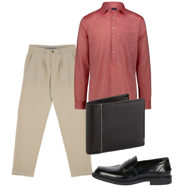 Outfit uomo - Total city. Stile Casual per Tutti i giorni. Abbinamento con pantaloni chino, scarpe stringate, portafogli, camicie.