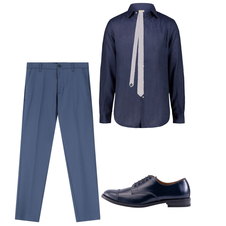 Outfit uomo - Total city. Stile Casual per Tutti i giorni. Abbinamento con pantaloni, scarpe stringate, cravatte, camicie.