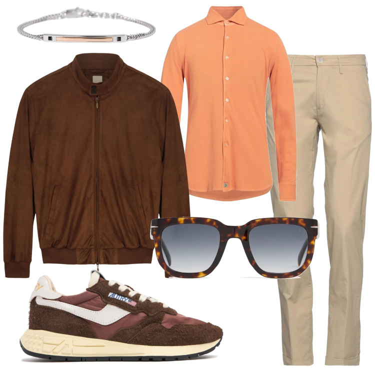 Outfit uomo - Passeggiata a chiavari. Stile Trendy per Tutti i giorni. Abbinamento con camicie, pantaloni chino, braccialetti, giacche, occhiali da sole, sneakers.