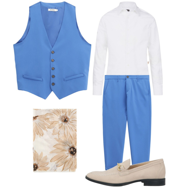 Outfit uomo - Total look #2117563. Stile Business/Elegante per Cerimonia. Abbinamento con scarpe stringate, gilet, sciarpe e foulard, pantaloni, camicie.