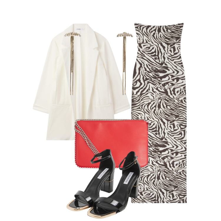 Outfit donna - Total look #2117564. Stile Trendy per Cerimonia. Abbinamento con vestiti lunghi, borse a tracolla, sabot, orecchini, blazer.