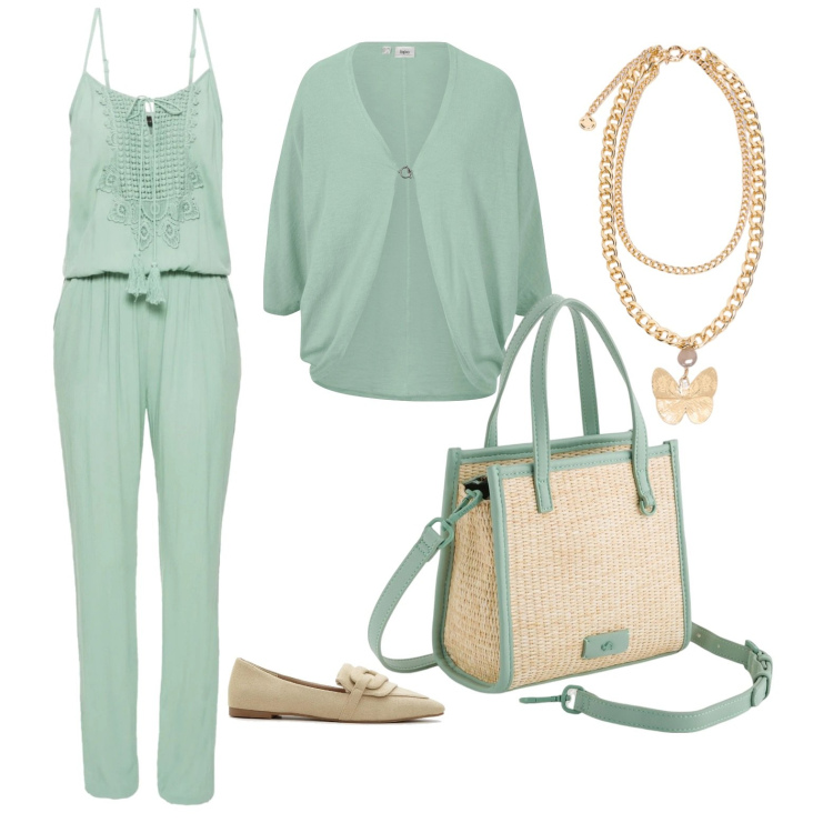 Outfit donna - Total look #2117572. Stile Minimal per Ufficio. Abbinamento con tute, cardigans, mocassini, borse a mano, collane.