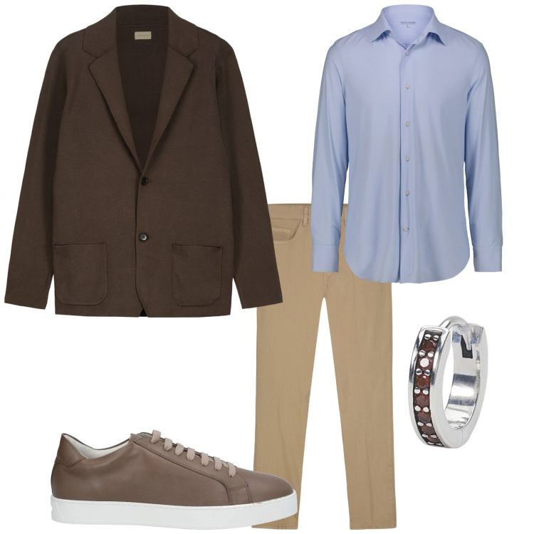 Outfit uomo - 100% cotone. Stile Trendy per Serata speciale. Abbinamento con sneakers, orecchini, camicie, pantaloni, cardigans.