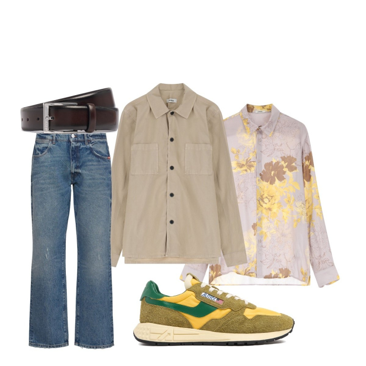 Outfit uomo - Total look #2117629. Stile Trendy per Tutti i giorni. Abbinamento con camicie, giacche, sneakers, cinture, jeans.