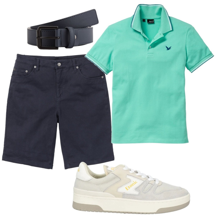 Outfit uomo - Total look #2117783. Stile Casual per Tutti i giorni. Abbinamento con bermuda, polo, sneakers, cinture.