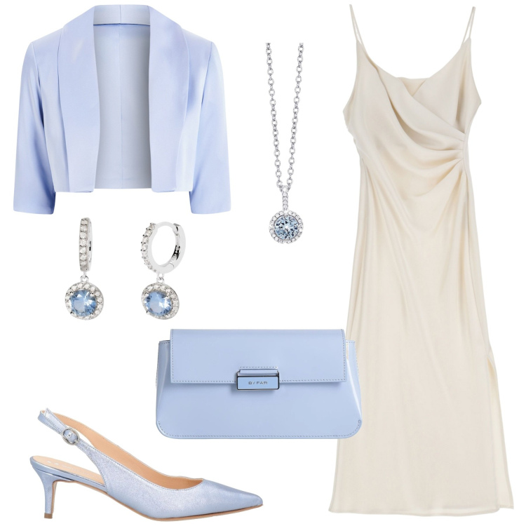 Outfit donna - Matrimonio in vista. Stile Chic per Cerimonia. Abbinamento con décolleté, borse a mano, orecchini, collane, bolero, vestiti midi/longuette.