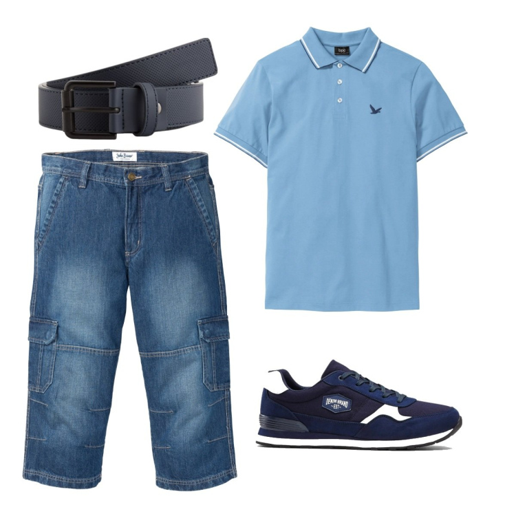 Outfit uomo - Total look #2117796. Stile Casual per Tutti i giorni. Abbinamento con sneakers, polo, jeans dritti, cinture.