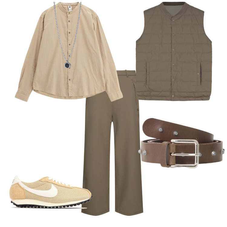 Outfit uomo - Ci vado in ufficio. per Ufficio. Abbinamento con collane, cinture, camicie, gilet, pantaloni, sneakers.