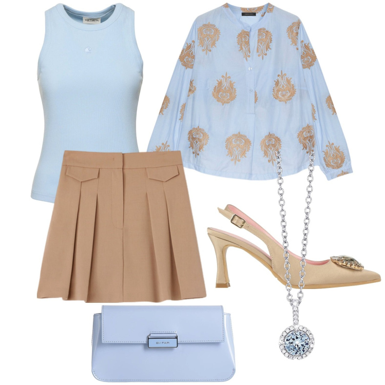 Outfit donna - Total look #2117863. Stile Basic per Tutti i giorni. Abbinamento con borse a mano, décolleté, collane, bluse, canottiere, gonne.