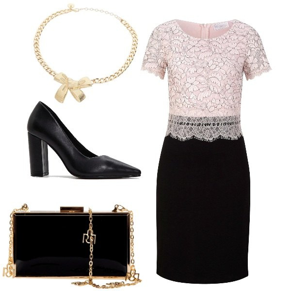 Outfit donna - Total look #2117880. Stile Chic per Cerimonia. Abbinamento con vestiti, décolleté, pochette, collane.