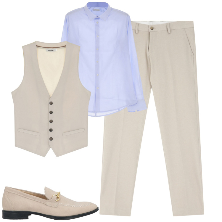 Outfit uomo - Eleganza. Stile Business/Elegante per Tutti i giorni. Abbinamento con scarpe stringate, pantaloni, camicie, gilet.