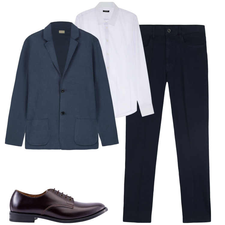 Outfit uomo - City. Stile Business/Elegante per Tutti i giorni. Abbinamento con camicie, scarpe stringate, cardigans, pantaloni.