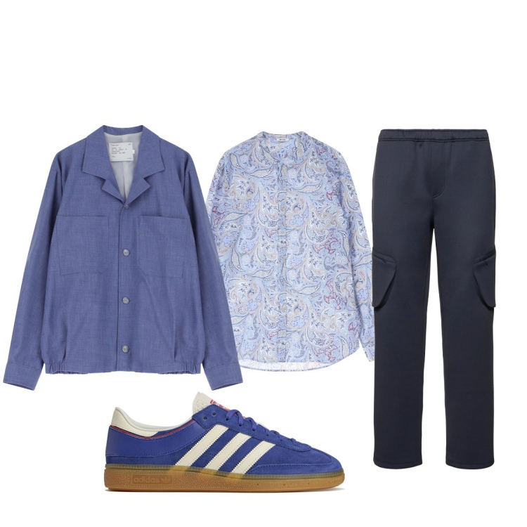 Outfit uomo - Total look #2117942. Stile Trendy per Tutti i giorni. Abbinamento con camicie, cappotti, sneakers, pantaloni cargo.