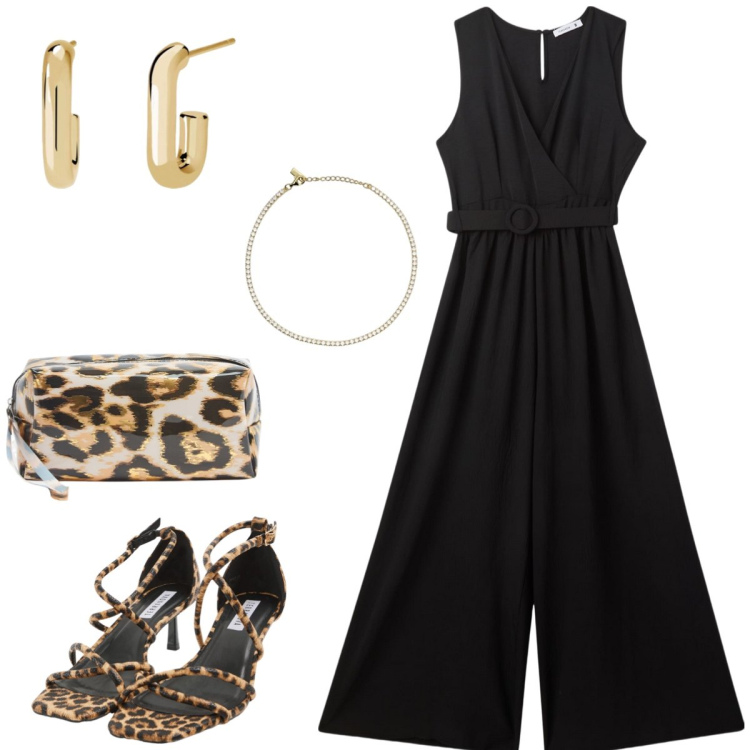 Outfit donna - Total look #2117958. Stile Chic per Serata fuori. Abbinamento con tute, sandali col tacco, valigie, braccialetti, orecchini.