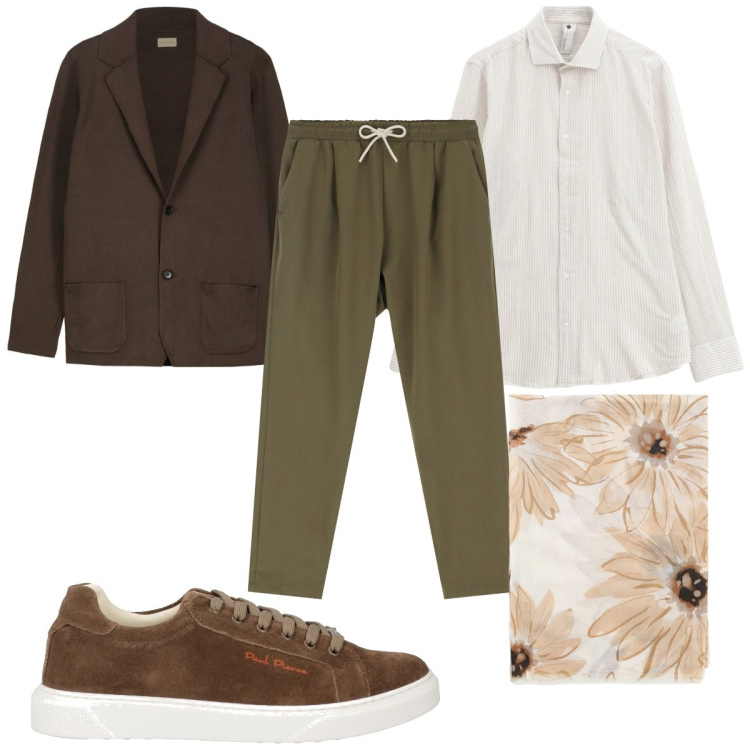 Outfit uomo - Total look #2117995. Stile Trendy per Tutti i giorni. Abbinamento con sneakers, camicie, pantaloni, sciarpe e foulard, cardigans.