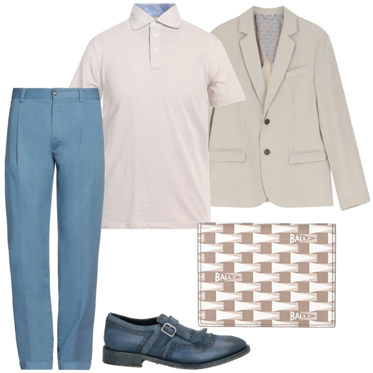 Outfit uomo - Stile al top. Stile Business/Elegante per Ufficio. Abbinamento con scarpe stringate, pantaloni chino, polo, portafogli, giacche.