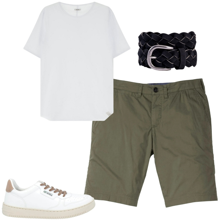 Outfit uomo - Total look #2118046. Stile Casual per Tutti i giorni. Abbinamento con bermuda, sneakers, t-shirt, cinture.