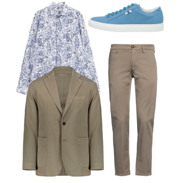 Outfit uomo - Total look. Stile Casual per Tutti i giorni. Abbinamento con pantaloni chino, sneakers, camicie, giacche.