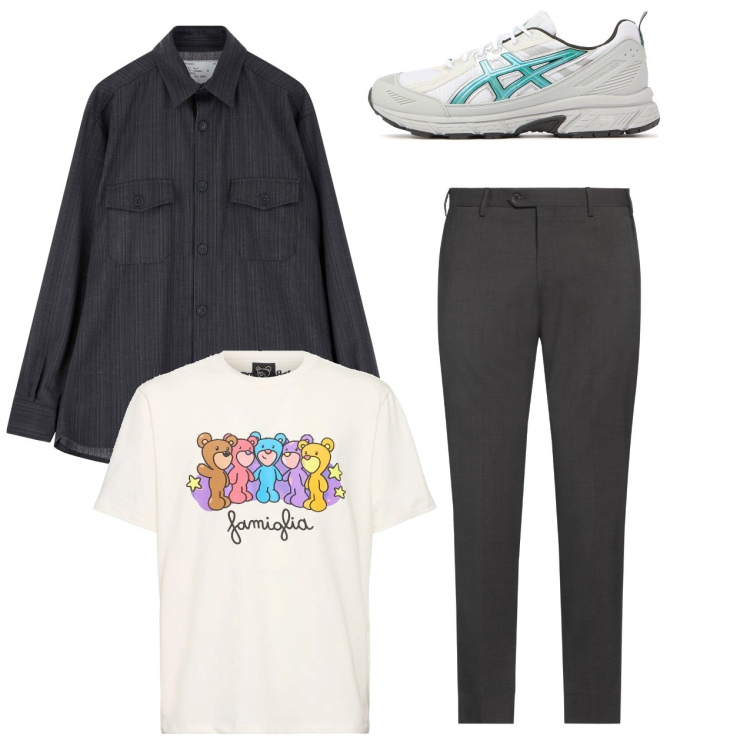 Outfit uomo - Total look. Stile Casual per Tutti i giorni. Abbinamento con pantaloni, camicie, t-shirt, sneakers.