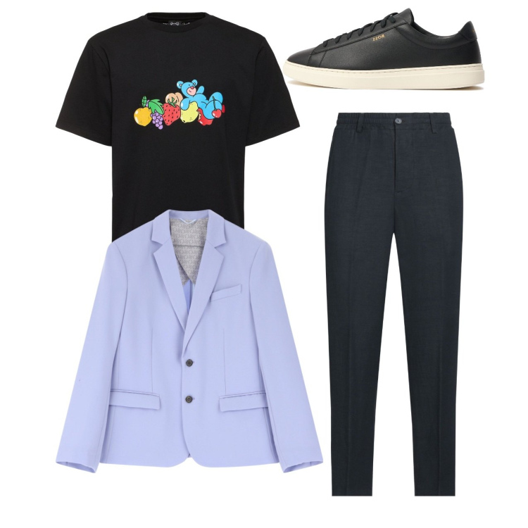 Outfit uomo - Total look. Stile Casual per Tutti i giorni. Abbinamento con pantaloni chino, giacche, sneakers, t-shirt.