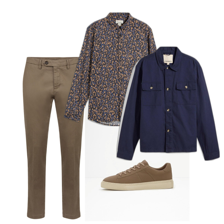 Outfit uomo - Total city. Stile Casual per Tutti i giorni. Abbinamento con giacche, sneakers, camicie, pantaloni chino.