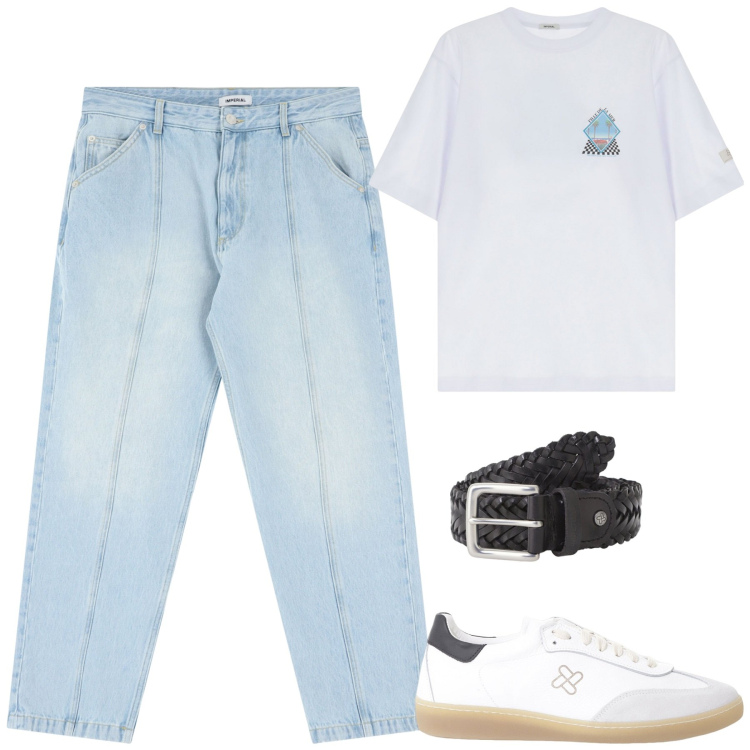 Outfit uomo - Total look #2118309. Stile Casual per Tutti i giorni. Abbinamento con jeans, cinture, sneakers, t-shirt.
