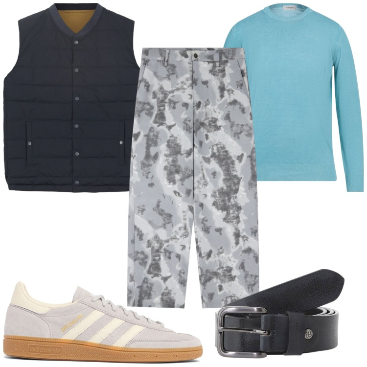 Outfit uomo - Total look #2118331. Stile Trendy per Tutti i giorni. Abbinamento con pullovers, pantaloni, cinture, gilet, sneakers.