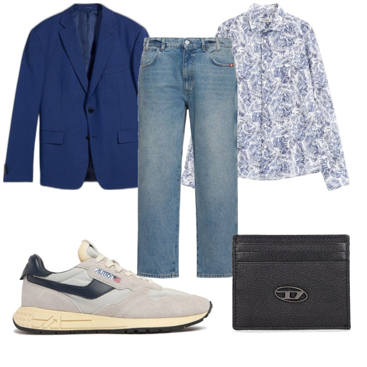Outfit uomo - Total look #2118340. Stile Trendy per Tutti i giorni. Abbinamento con giacche, camicie, sneakers, jeans, portafogli.