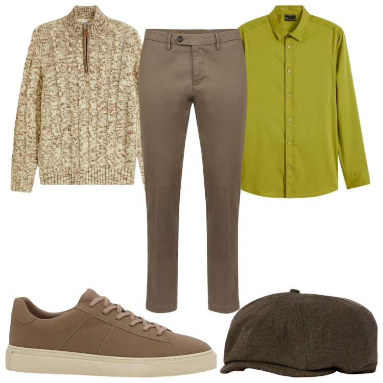 Outfit uomo - Total look #2118376. Stile Trendy per Tutti i giorni. Abbinamento con maglieria, camicie, sneakers, pantaloni chino, cappelli e berretti.