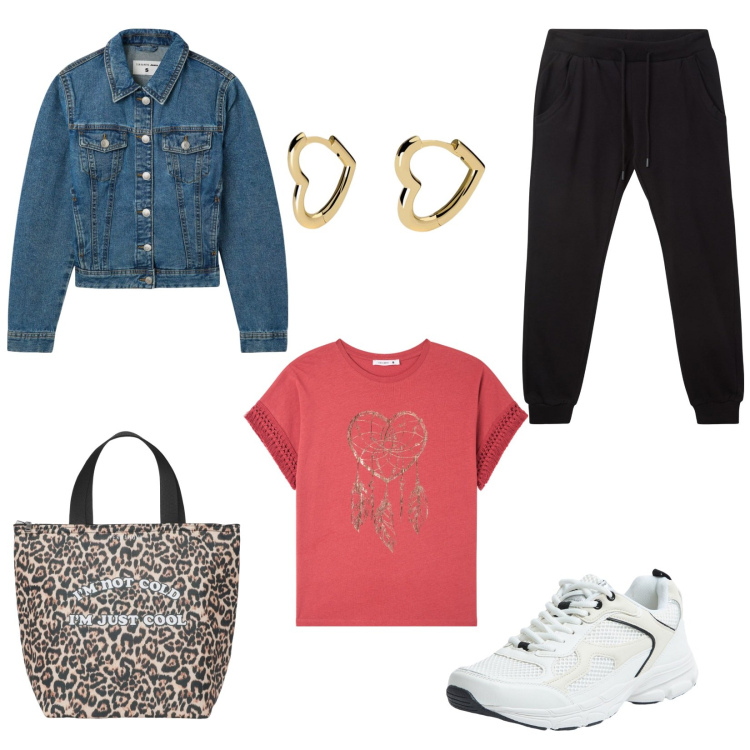 Outfit donna - mood Pantaloni Tuta. Stile Sporty chic per Tutti i giorni. Abbinamento con blazer, pantaloni, t-shirt, borse sportive, sneakers, orecchini.