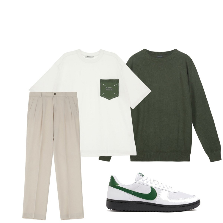 Outfit uomo - Total look #2118490. Stile Trendy per Tutti i giorni. Abbinamento con t-shirt, pantaloni, sneakers, maglieria.