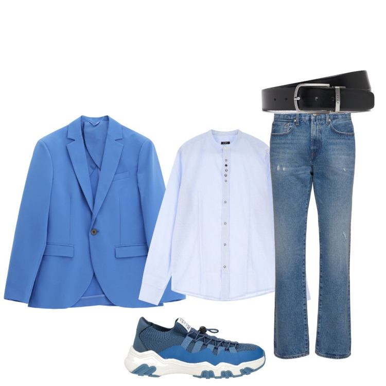 Outfit uomo - In città. Stile Trendy per Tutti i giorni. Abbinamento con sneakers, giacche, camicie, cinture, jeans.