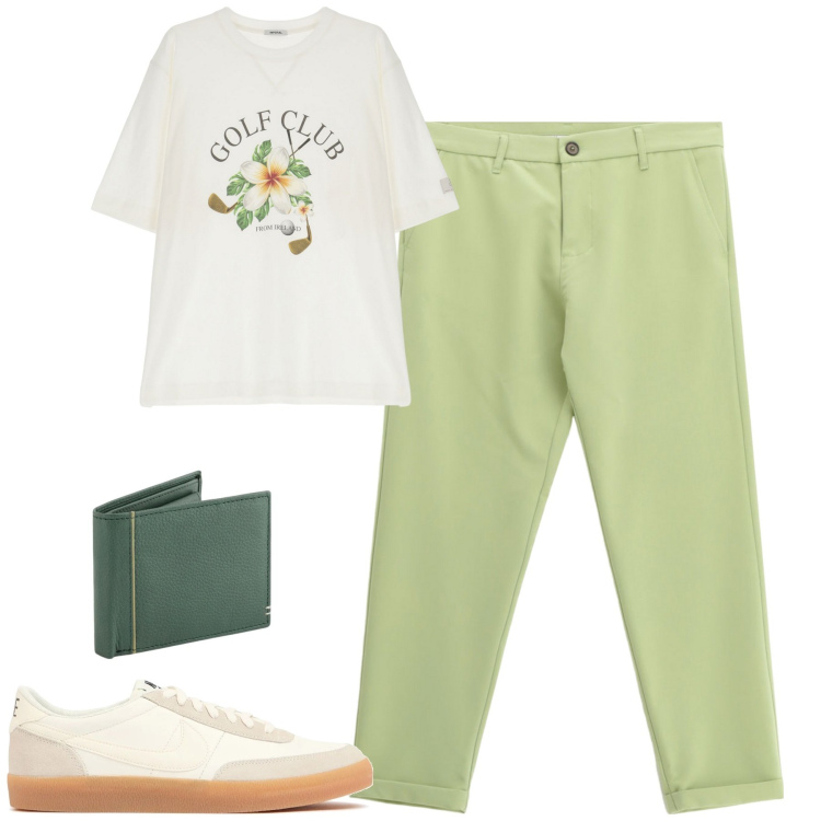 Outfit uomo - City. Stile Urban per Tutti i giorni. Abbinamento con t-shirt, pantaloni, portafogli, sneakers.