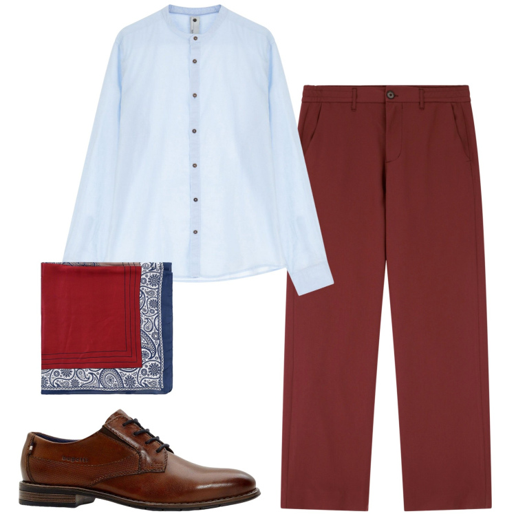 Outfit uomo - City. Stile Trendy per Tutti i giorni. Abbinamento con scarpe stringate, pantaloni, camicie, sciarpe e foulard.