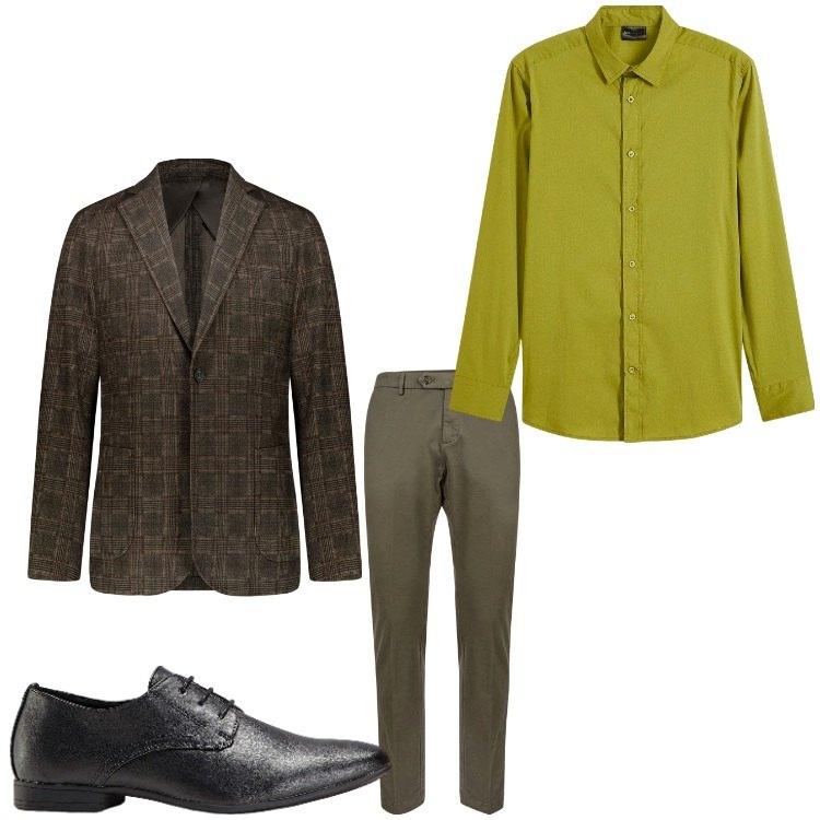 Outfit uomo - Un verde inusuale. Stile Business/Elegante per Ufficio. Abbinamento con scarpe stringate, camicie, giacche, pantaloni chino.