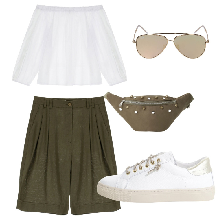Outfit donna - Belle e comode. Stile Casual per Tutti i giorni. Abbinamento con bermuda, camicie, sneakers, marsupi, occhiali da sole.