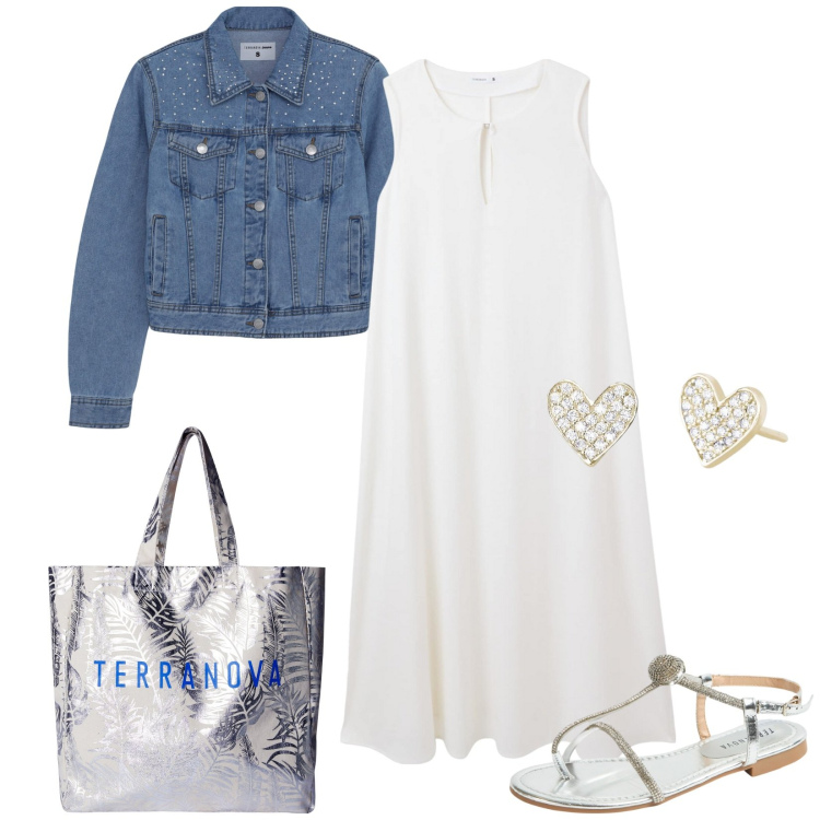 Outfit donna - Total look #2118659. Stile Casual per Mare. look ideale per Tall. Abbinamento con vestiti lunghi, borse tote, ciabatte, cappotti, orecchini.
