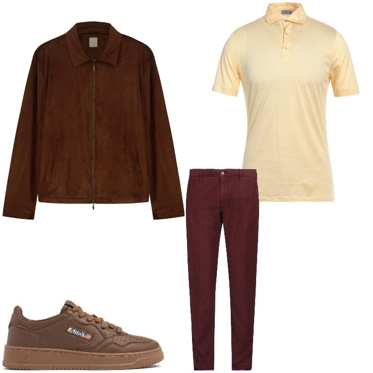 Outfit uomo - Coordinato. Stile Casual per Tutti i giorni. Abbinamento con pantaloni chino, polo, giacche, sneakers.