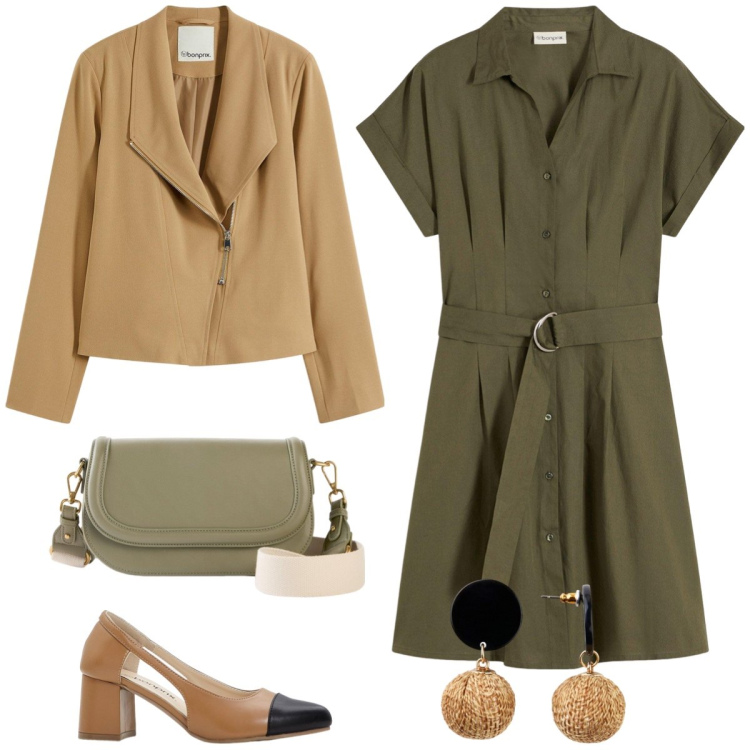 Outfit donna - Savage. Stile Casual chic per Tutti i giorni. Abbinamento con orecchini, vestiti, bomber, borse a tracolla, décolleté.