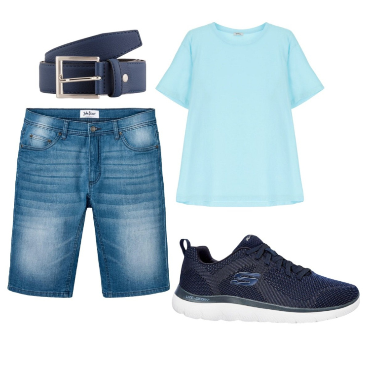 Outfit uomo - Total look #2118826. Stile Casual per Tutti i giorni. Abbinamento con bermuda, sneakers, t-shirt, cinture.