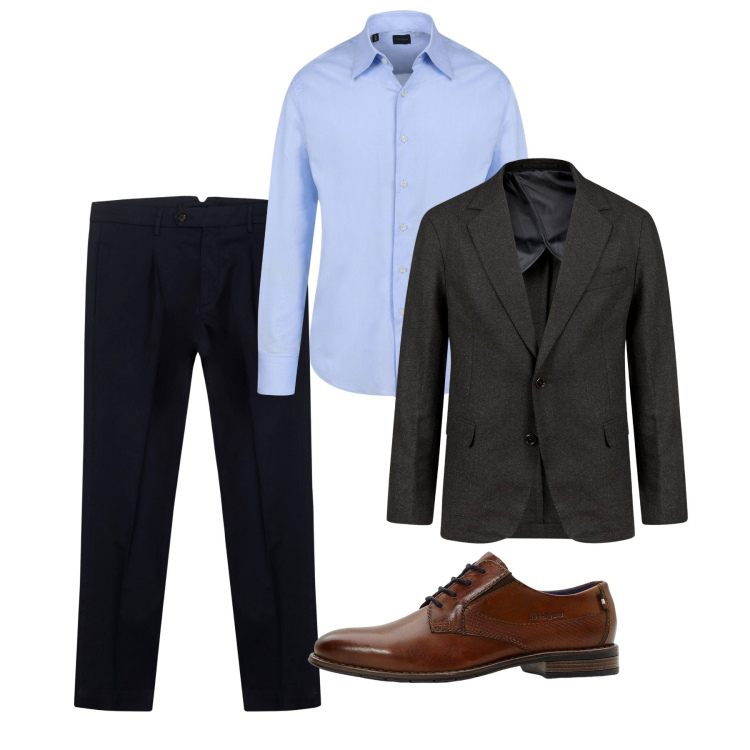 Outfit uomo - Total city. Stile Casual per Tutti i giorni. Abbinamento con scarpe stringate, giacche, camicie, pantaloni.
