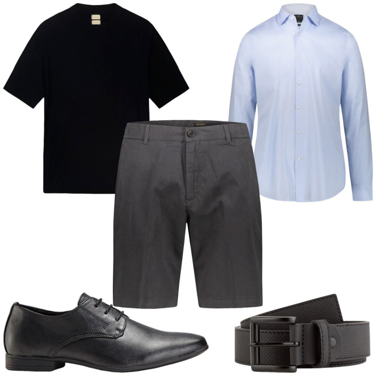 Outfit uomo - Total look #2118946. Stile Casual per Tutti i giorni. Abbinamento con scarpe stringate, t-shirt, camicie, bermuda, cinture.