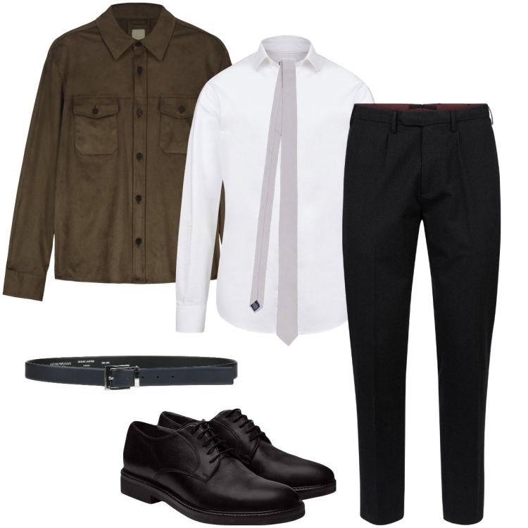 Outfit uomo - Pronto per la cerimonia. Stile Business/Elegante per Cerimonia. Abbinamento con cinture, scarpe stringate, pantaloni, giacche, cravatte, camicie.
