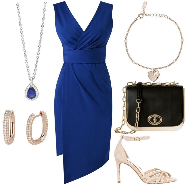 Outfit donna - Total look #2119023. Stile Chic per Cerimonia. Abbinamento con vestiti a tubino, sandali col tacco, collane, orecchini, braccialetti con ciondoli, borse a tracolla.