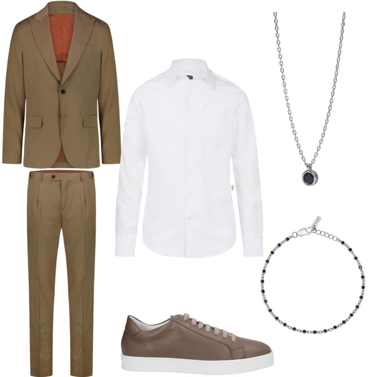 Outfit uomo - Cerimonia a maggio. Stile Business/Elegante per Cerimonia. Abbinamento con sneakers, braccialetti, collane, camicie, abiti.