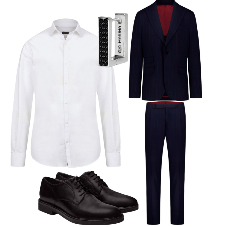 Outfit uomo - City. Stile Business/Elegante per Tutti i giorni. Abbinamento con orecchini, scarpe stringate, camicie, abiti.